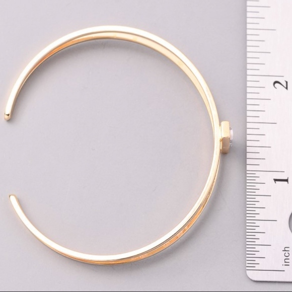 Geometric Gold Bangle with Turquoise Stone - Picture 8 of 8